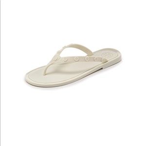 BRAND NEW Tory Bury logo studded flip flops